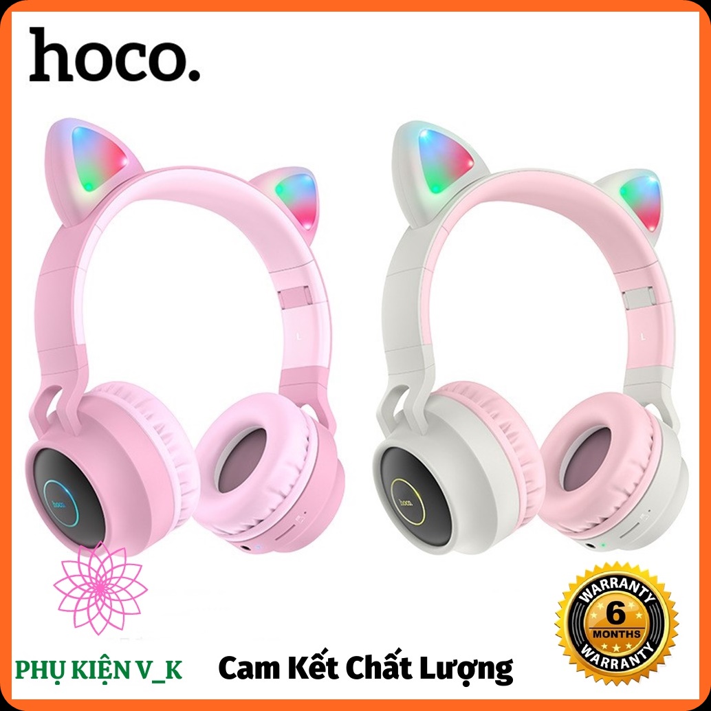Tai nghe mèo hoco bluetooth 5.0 tai nghe hỗ trợ thẻ tf 3.5mm siêu dễ thương cho bạn gái