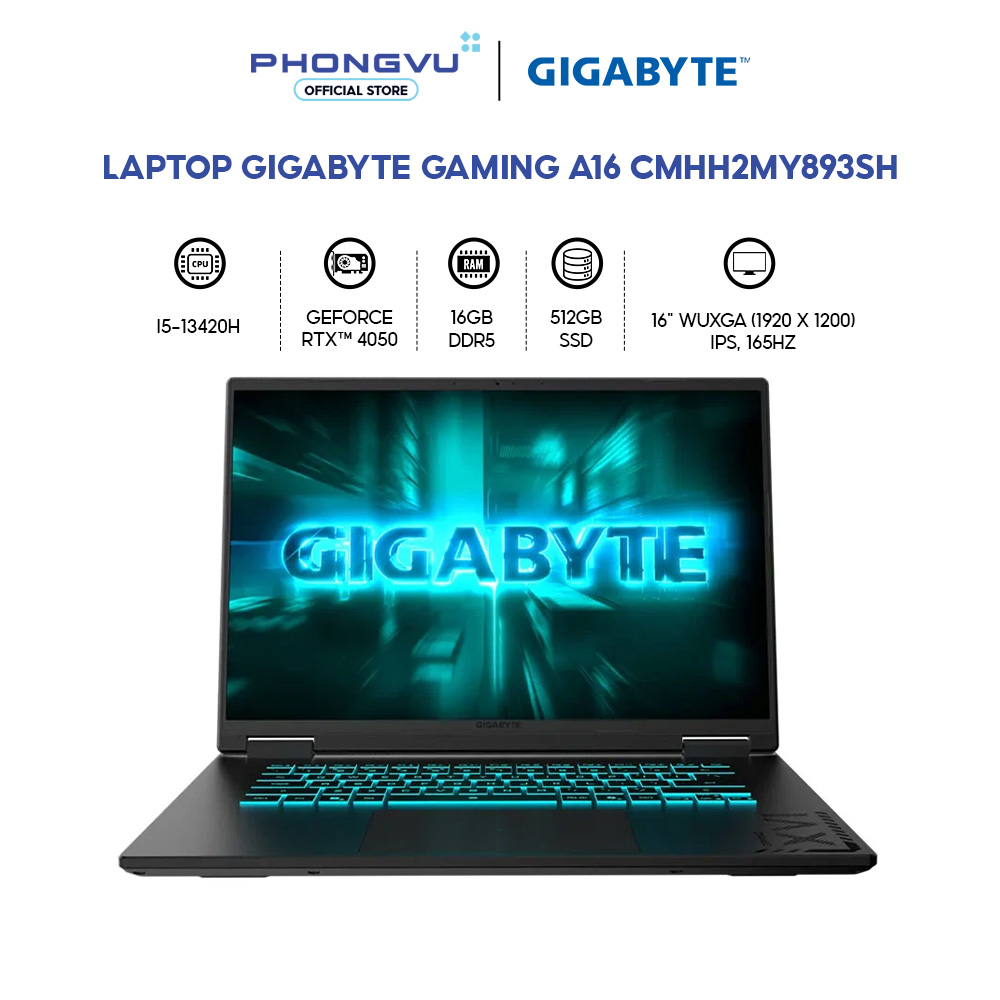 Laptop Gigabyte Gaming A16 Cmhh2My893Sh (I5-13420H/ Geforce Rtx ™ 4050/ 16Gb/ 512Gb/ Windows 11 Home Sl) -24T Warranty Giá 29,990,000 Đồng*Miễn phí vận chuyển