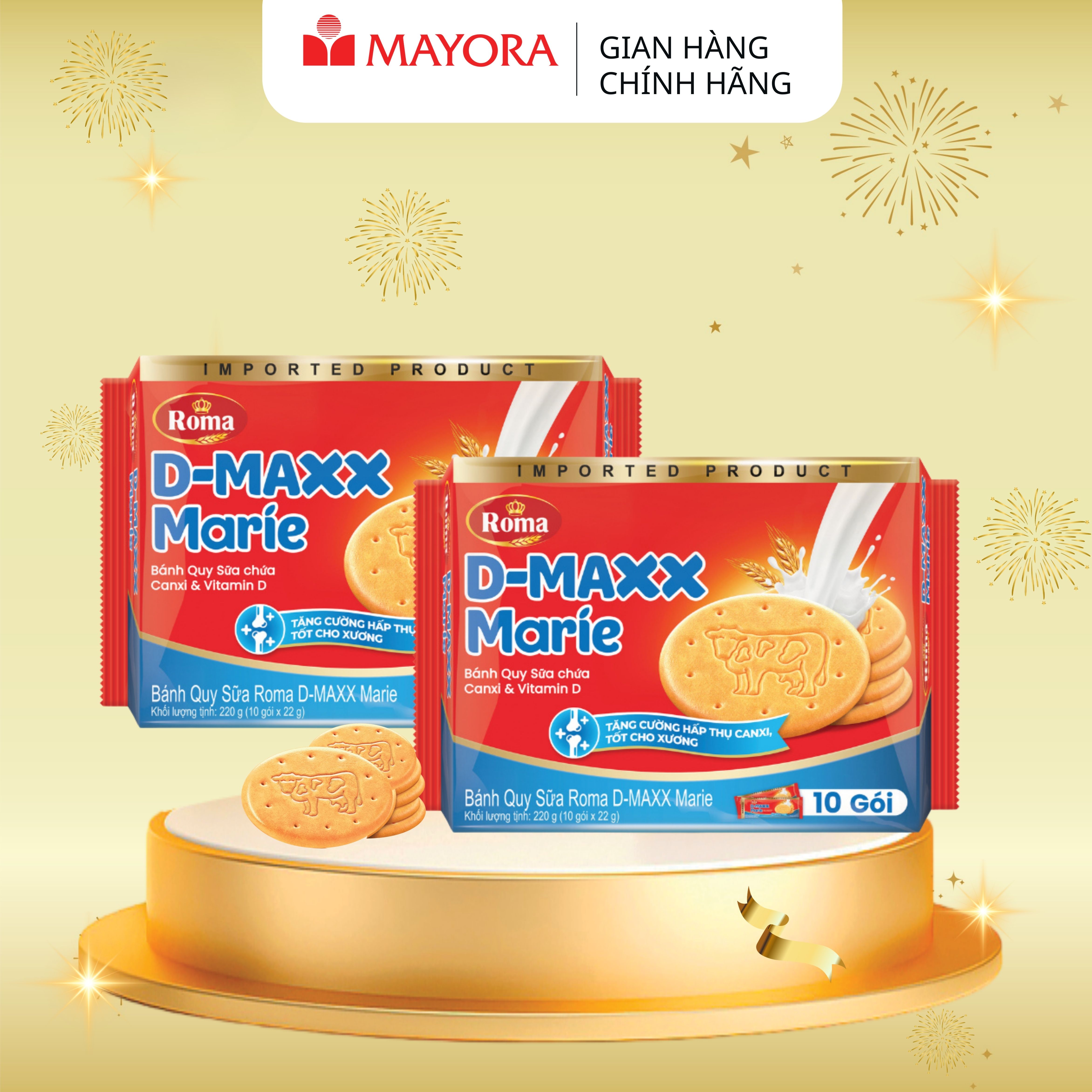 Combo 2 Bánh quy sữa mới D-MAXX Marie – Gói  220G (10 Gói x 22g)