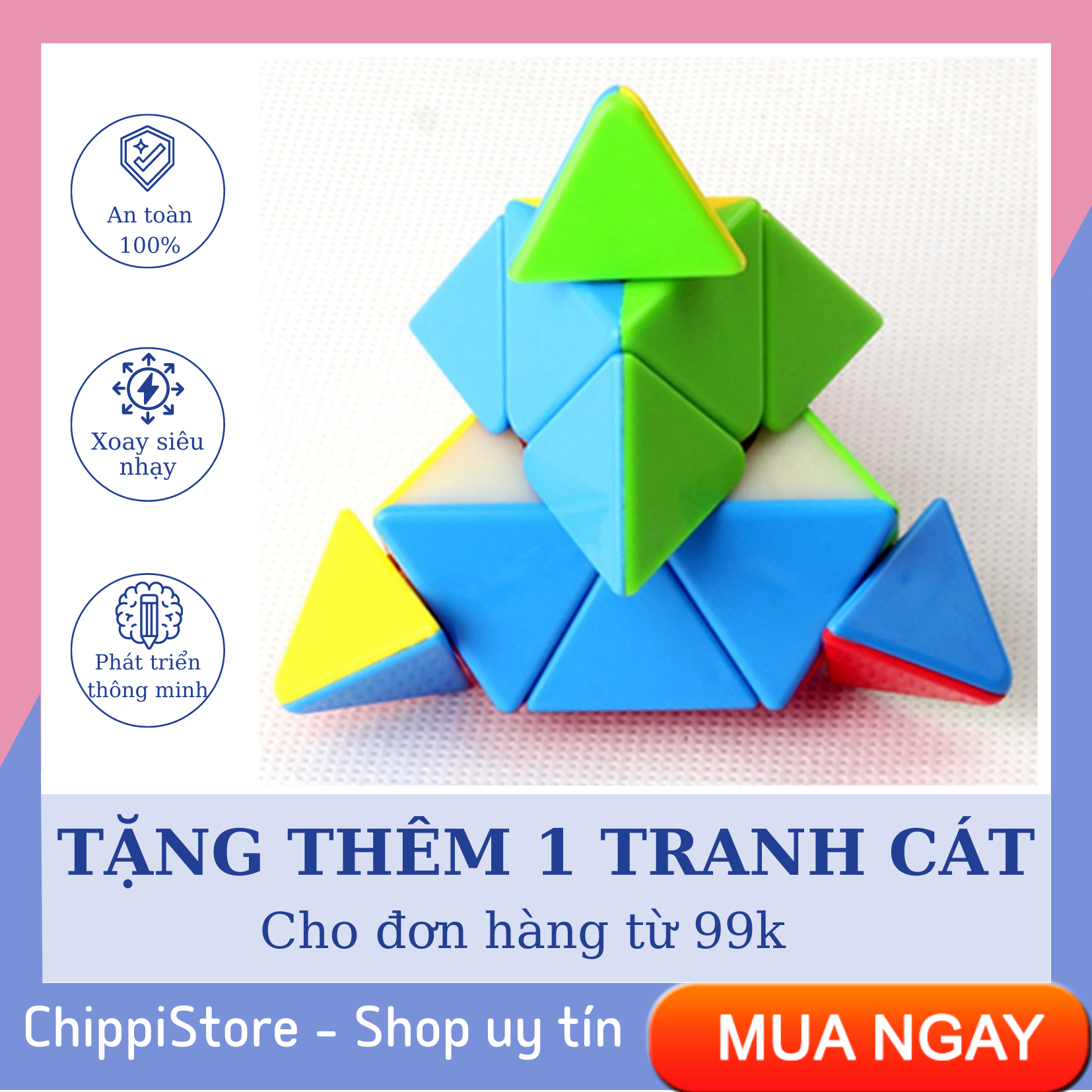 [HÀNG HIẾM] Đồ chơi Rubik tam giác biến thể 3x3, Rubik Pyraminx xoay siêu trơn, bền đẹp độc lạ