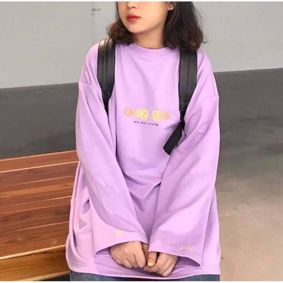 [HCM]Áo Hoodie Tím Form Rộng Thời Trang Hàn Quốc