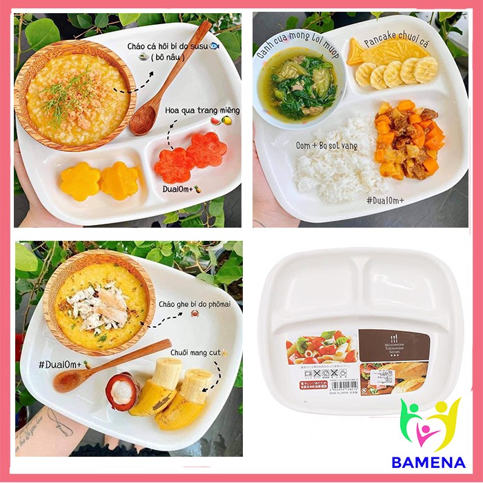 Khay ăn dặm 3 ngăn hàng nội địa Nhật dành cho bé tập ăn blw AD49