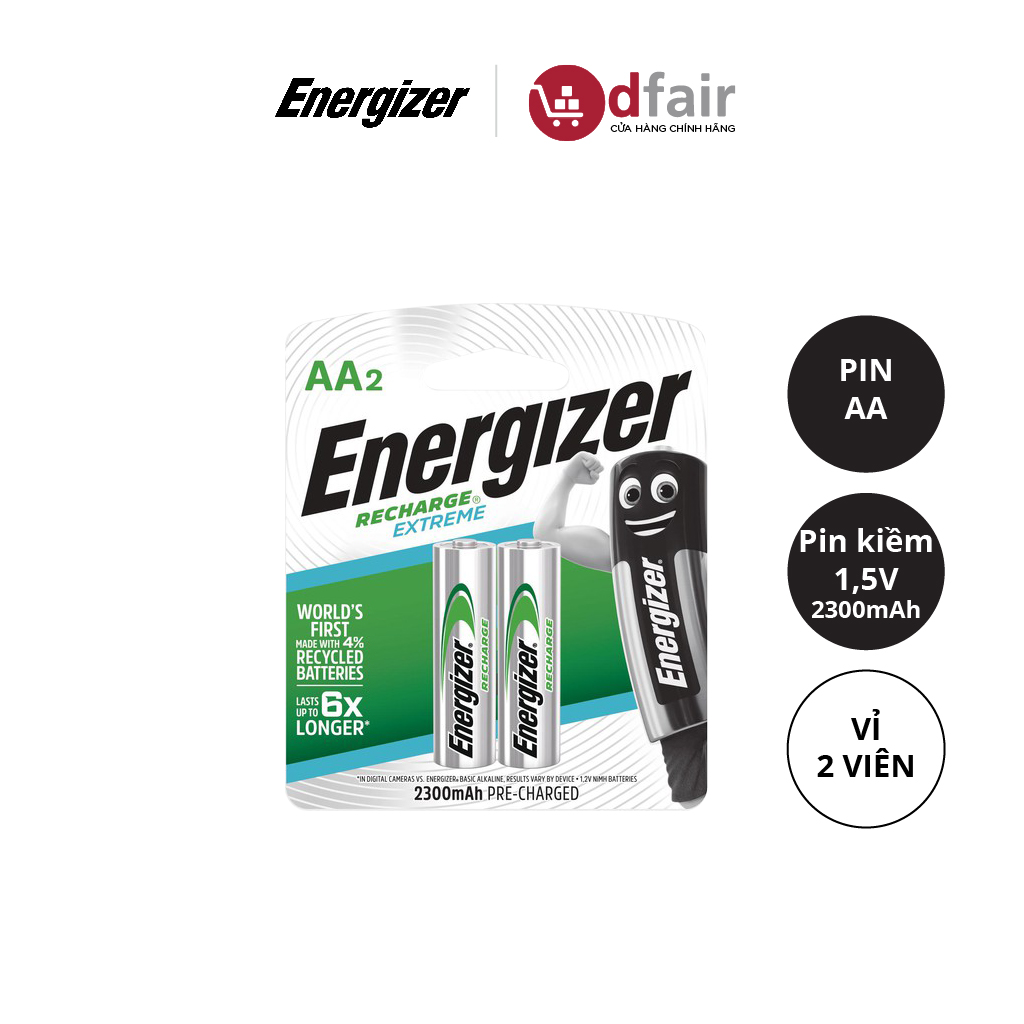 Vỉ 2 viên pin sạc aa energizer 2300 mah - 100536417