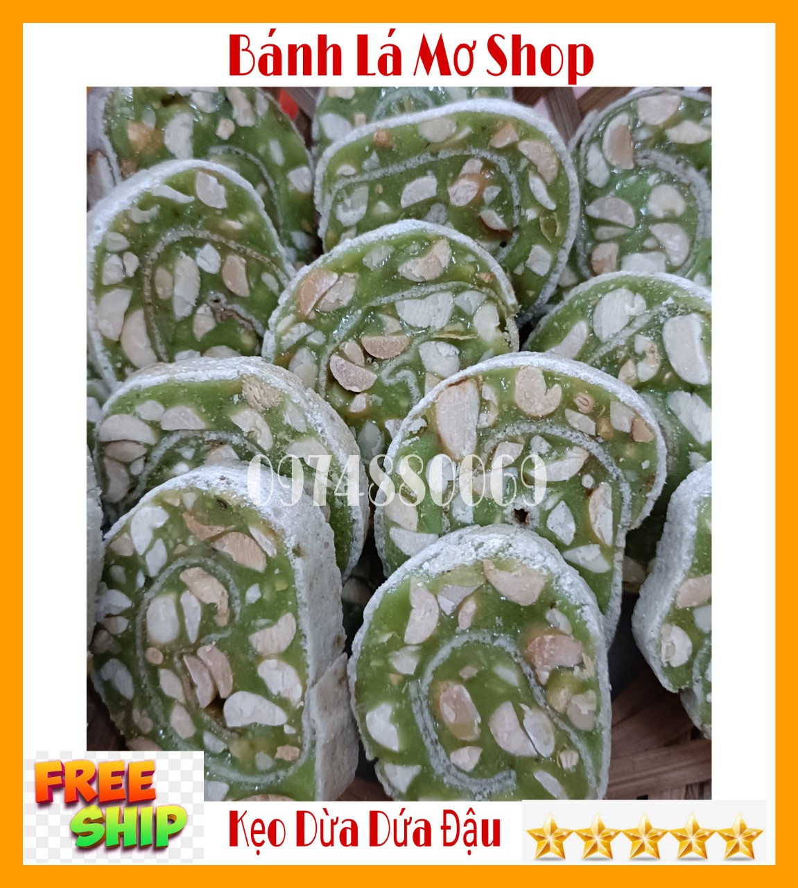 (Freeship) 1kg Kẹo dừa dứa cuộn đậu Bến tre ít ngọt  - BÁNH LÁ MƠ SHOP