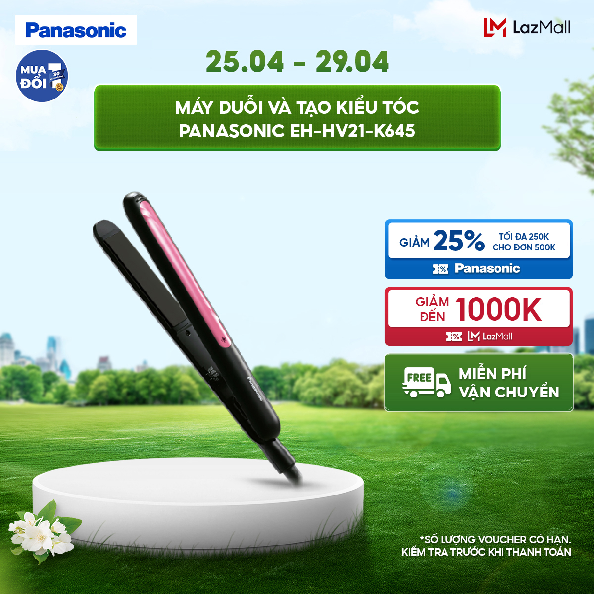 [Thu thập voucher 10% tối đa 150k]Máy Duỗi và Tạo Kiểu Tóc Panasonic EH-HV21-K645 - Bản Là Trượt Keratin Và Dầu Dừa Phân Bổ Nhiệt Đều - Tạo Kiểu Nhanh Chóng – Bảo Hành Chính Hãng 12 tháng