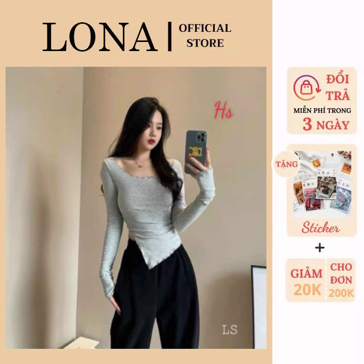 Áo Thun Nữ Dài Tay Xẻ Tà Vạt Lệch 3 Màu LONA CLOTHES