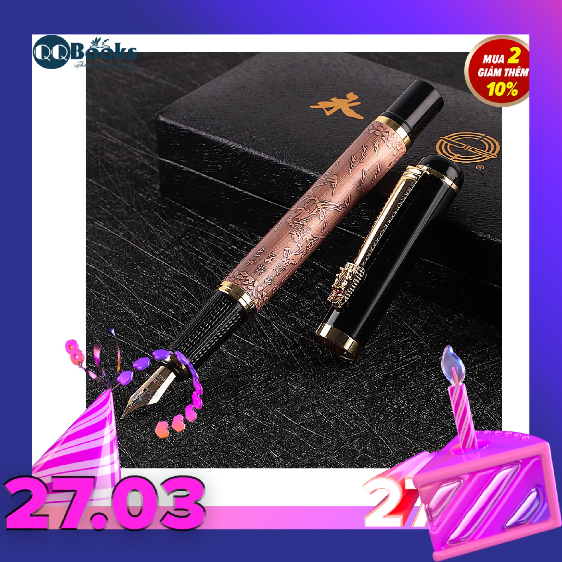 Bút máy cao cấp Mã Đáo Thành Công - Hero Pen - Bút máy kí tên cao cấp, quà tặng sang trọng, có thể bơm mọi loại mực