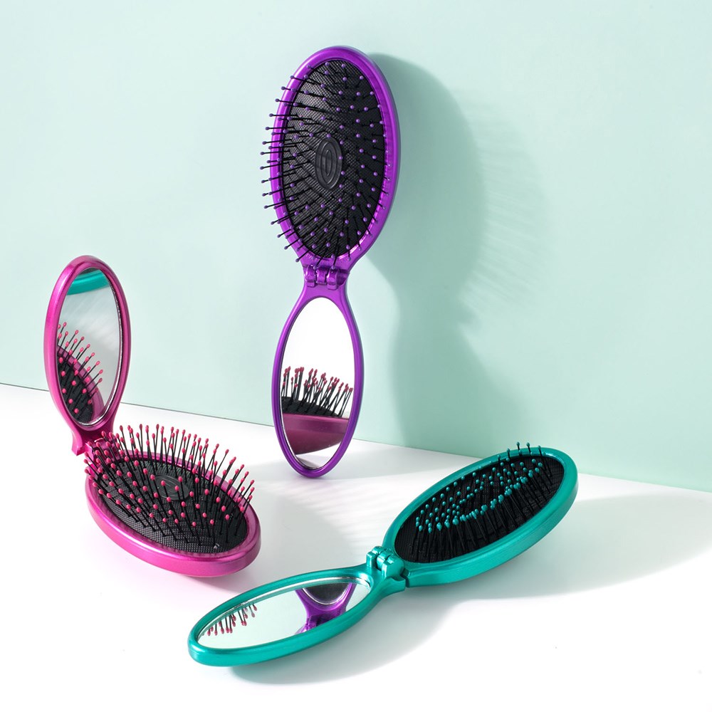 Lược Wet Brush mini pop and go gập có gương
