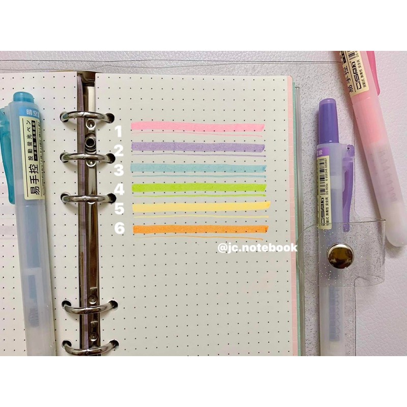 [New] 6 Màu Bút Highlight Bấm - Set 6 Bút Dạ Quang Màu Pastel Dạng Bấm (Hộp Vàng)