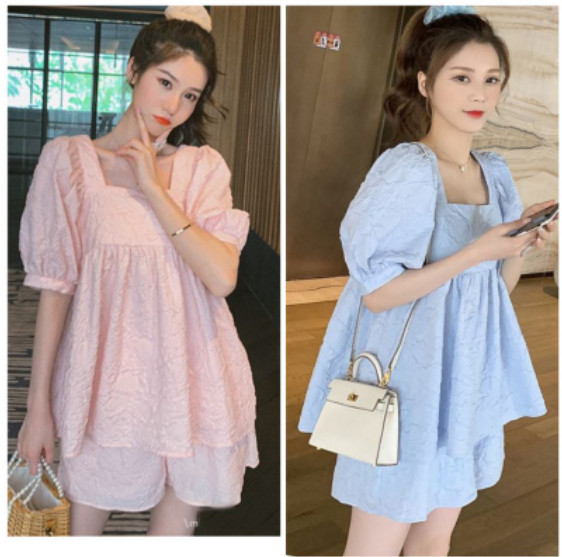 Set babydoll bầu đũi xốp hàn nhăn