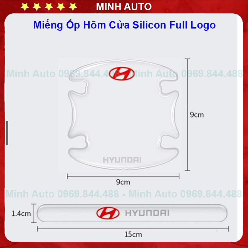 Miếng Dán Silicon Bảo Vệ Tay Nắm Cửa, Hõm Cửa Ô Tô - Chống Trầy Xước, Chống Va Đập, Full logo các hãng