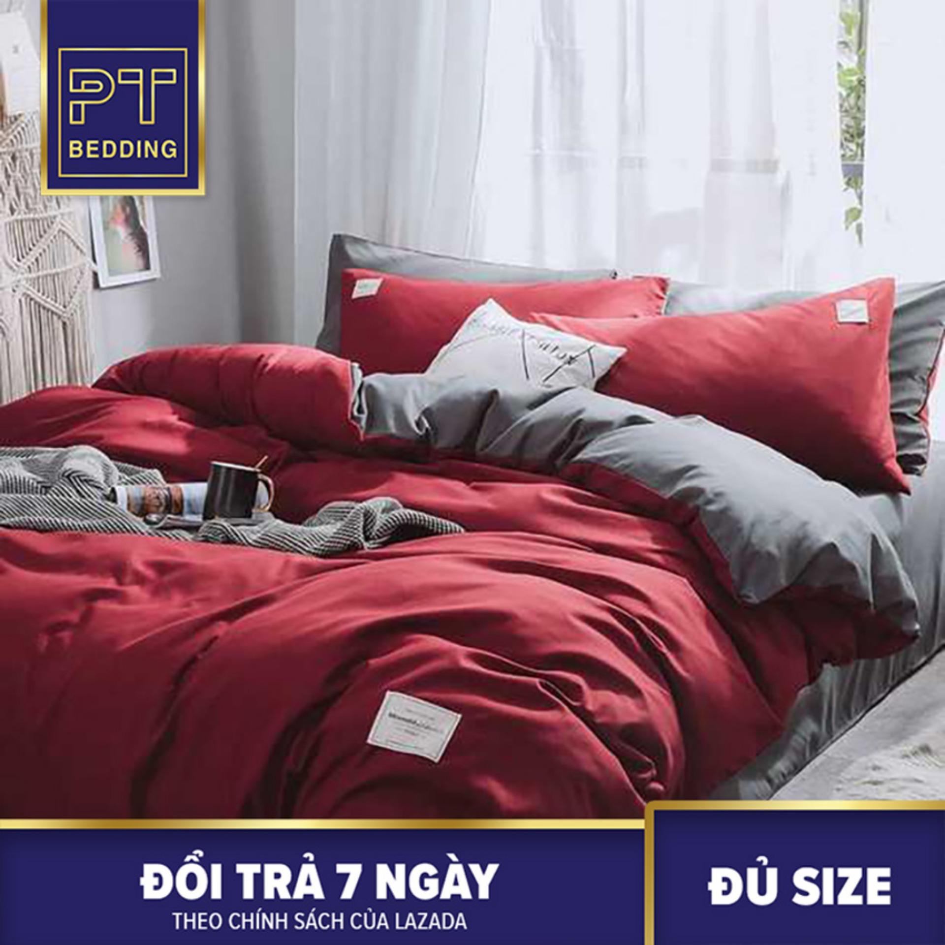 Bộ Chăn Ga Gối COTTON TC Trơn Nhiều Màu ( gồm 1 ga bọc đệm + 1 vỏ chăn  + 2 áo gối nằm ) Cao Cấp - Phúc Thịnh Bedding