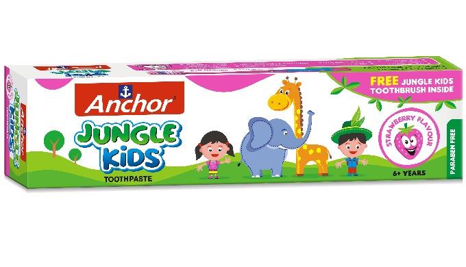 Kem đánh răng trẻ em Anchor Jungle Kids 50g Vị Dâu (Tặng kèm bàn chải)