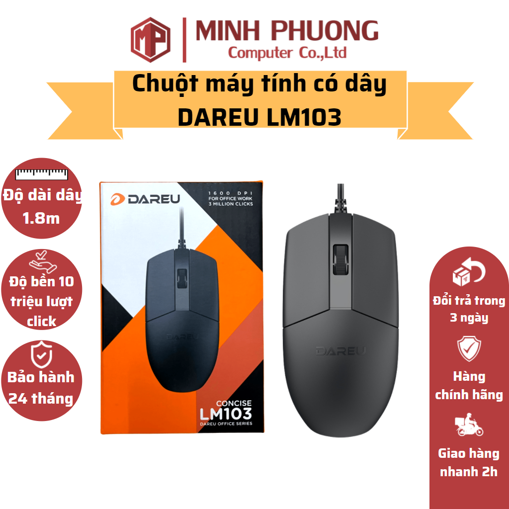 Chuột chơi game Dareu LM103 có dây Hàng chính hãng