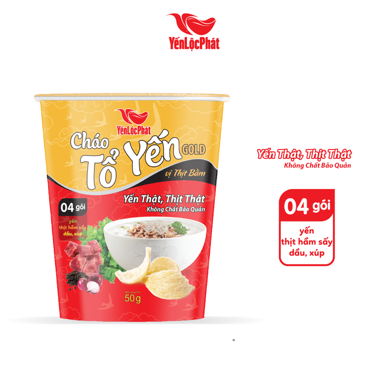 Cháo tổ yến gold yến lộc phát thịt bằm - ăn liền - ly 50gr - thùng 24 ly