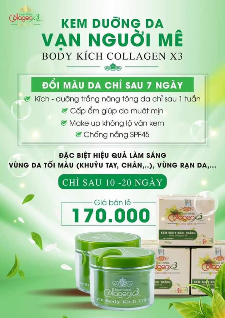 Combo 2 Body Kích Tr.ắng Collagen X3