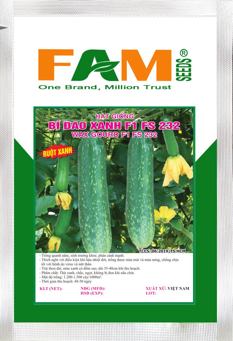 Hạt giống bí đao xanh f1 fs 232 - gói 2gr - dễ trồng, năng suất cao
