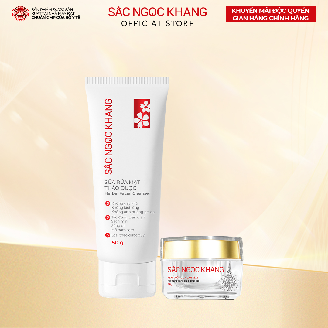 [Size S] Bộ đôi dưỡng da [Kem Sắc Ngọc Khang 10g+ Sữa rửa mặt 50g] giúp dưỡng ẩm và mờ nám sạm tàn nhan