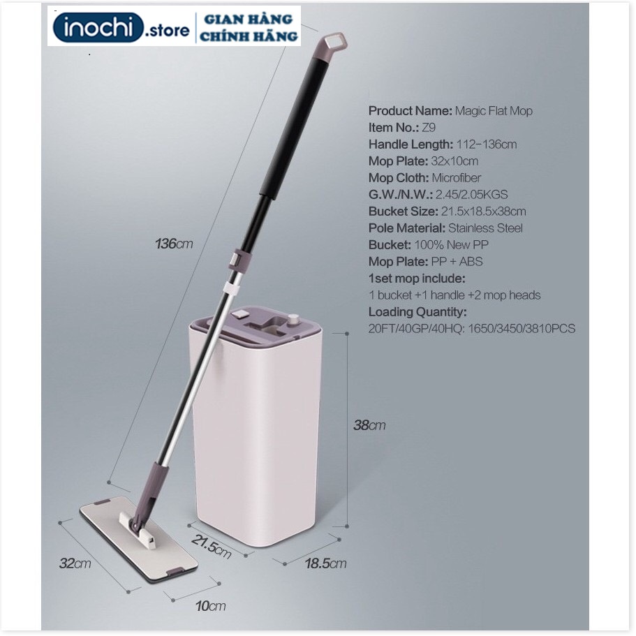 Bộ cây lau nhà thông minh tự vắt Inochi MOP-Z9