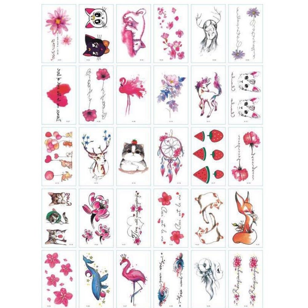 Combo 30 tấm hình xăm nước hình xăm dán stickers mini đẹp phong cách Hàn Quốc dễ thương siêu cute