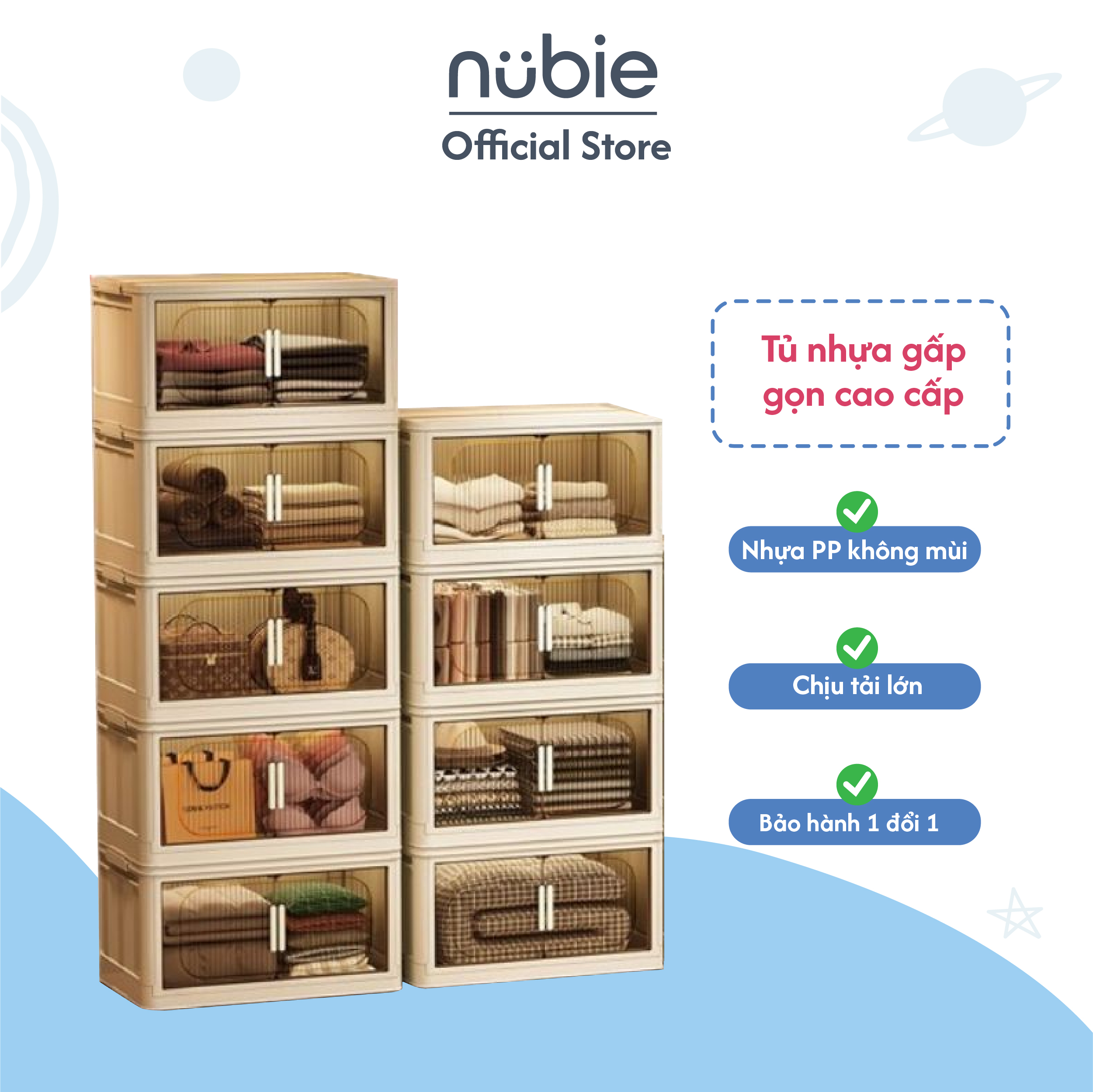 Tủ quần áo nhựa gấp gọn Nubie - Tủ nhựa đựng đồ đa năng - Tủ bếp nhựa