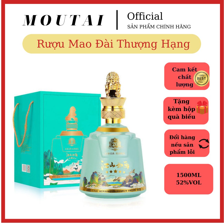 Mao đài quý phái khắc thảo giang sơn đẹp như tranh MOUTAI 1500ml