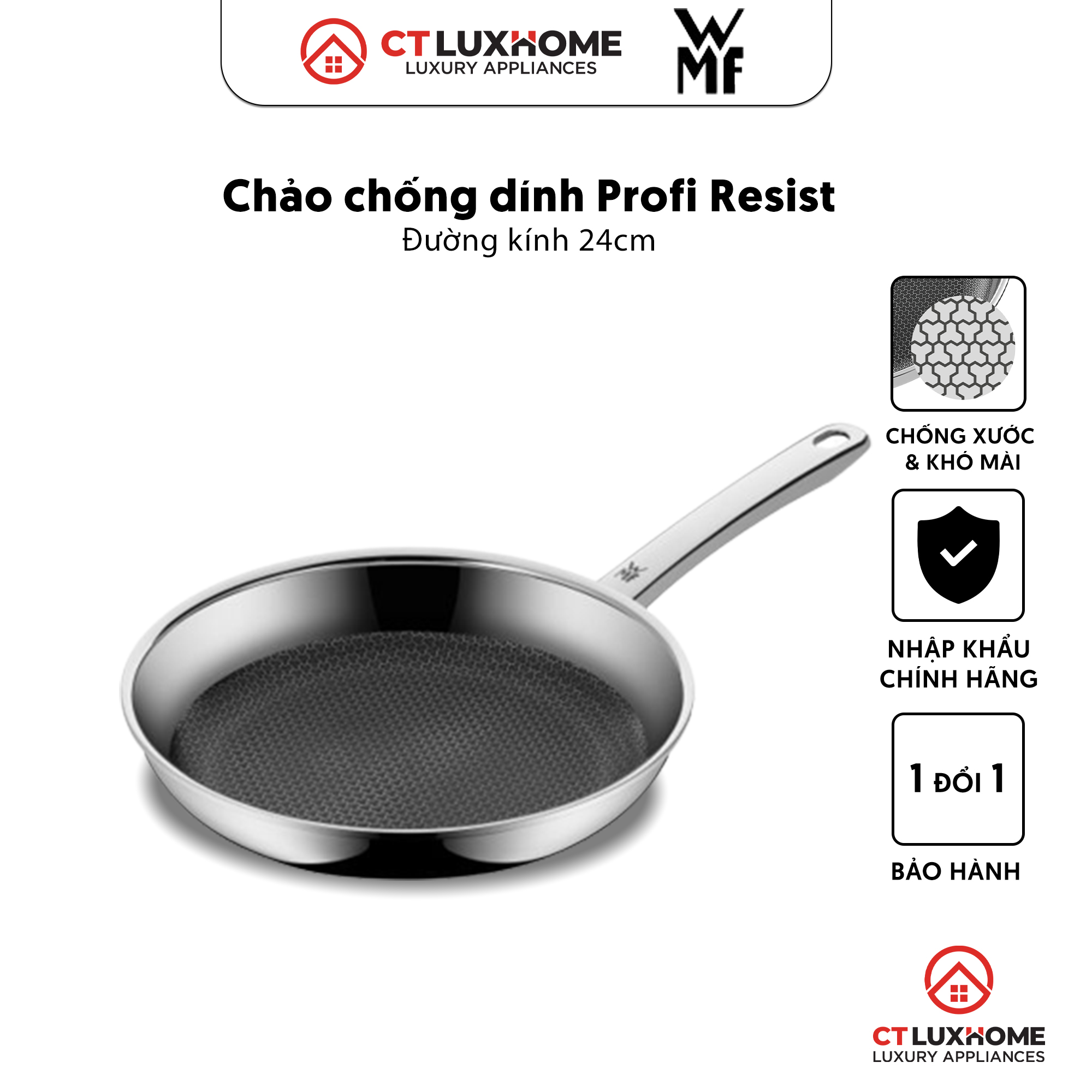 Chảo chống dính wmf profi resist hex 24cm vân tổ ong chất liệu cao cấp, phù hợp mọi loại bếp - 1756246411