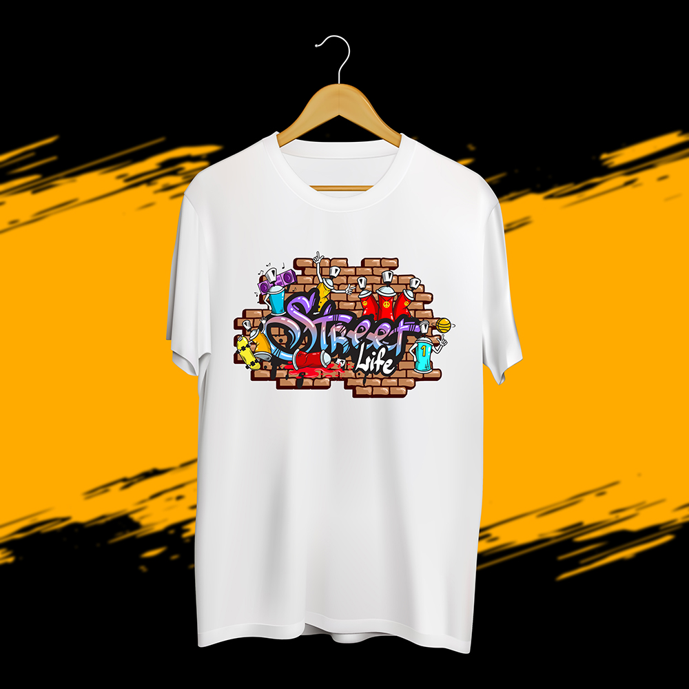 Áo thun cặp nam nữ ngắn tay cổ tròn in họa tiết chữ Graffitiate Street Life - Local Brand Sugant Official