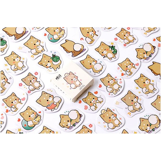 Bộ 46 sticker cún đáng yêu hàn quốc dán trang trí e37