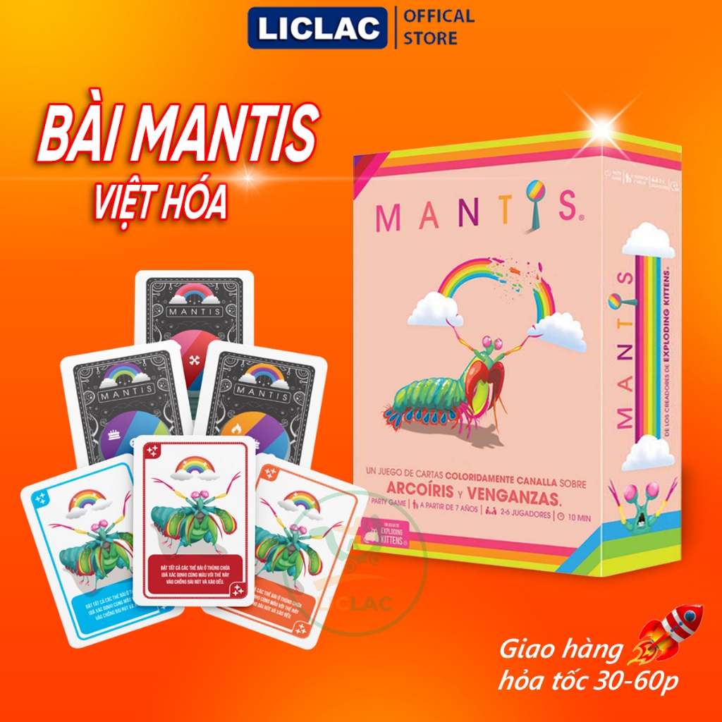 Bài Mantis Boardgame thu thập và tranh giành thẻ bài màu sắc