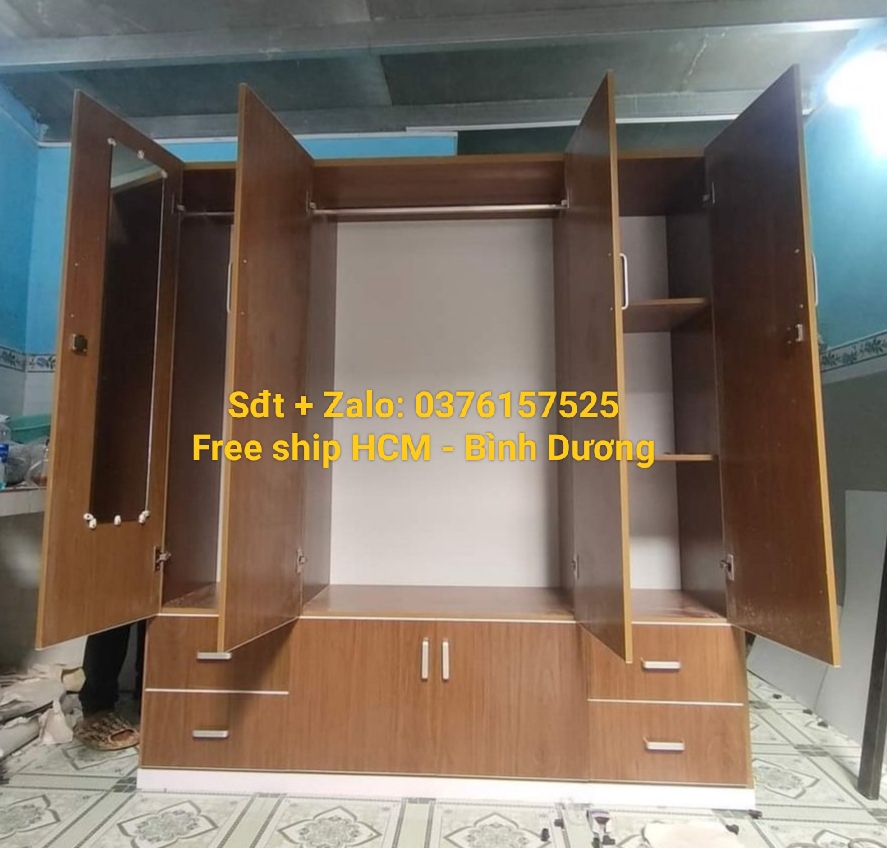 Tủ quần áo 4 cánh nhựa Đài Loan PHỜ RY SHIP HCM - BÌNH DƯƠNG (ĐT: 0376157525)