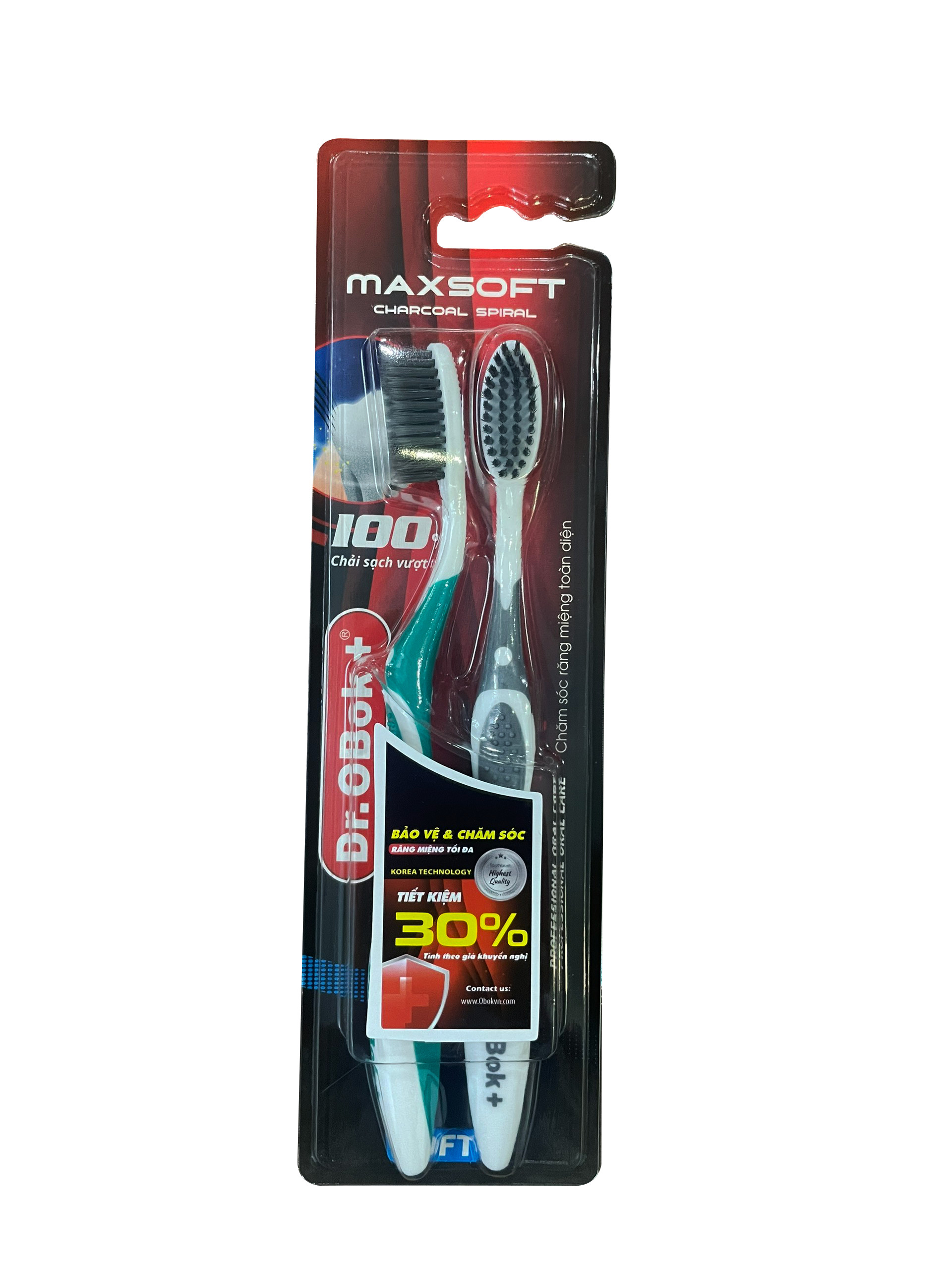 Bàn chải Dr.OBok+ Combo Maxsoft Charcoal Spiral tiết kiệm 30%