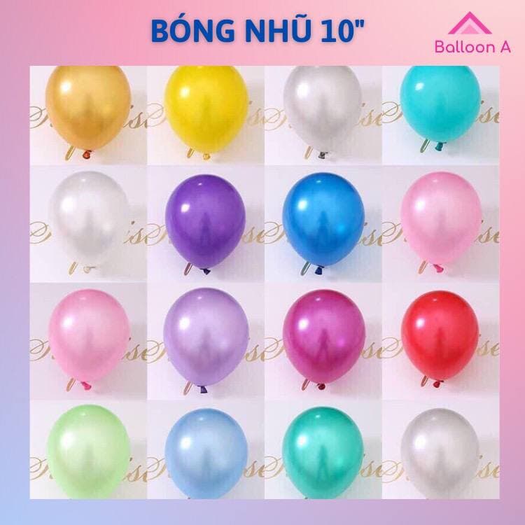 100 vỏ bóng bay nhũ 10 inch trang trí sinh nhật, hội nghị, tiệc cưới