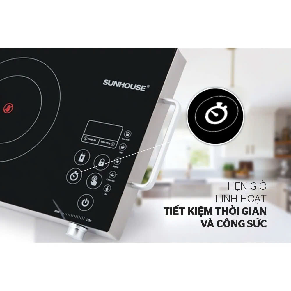 Bếp hồng ngoại Sunhouse SHD6017 cảm ứng, Hàng chính hãng, Tặng kèm vỉ nướng