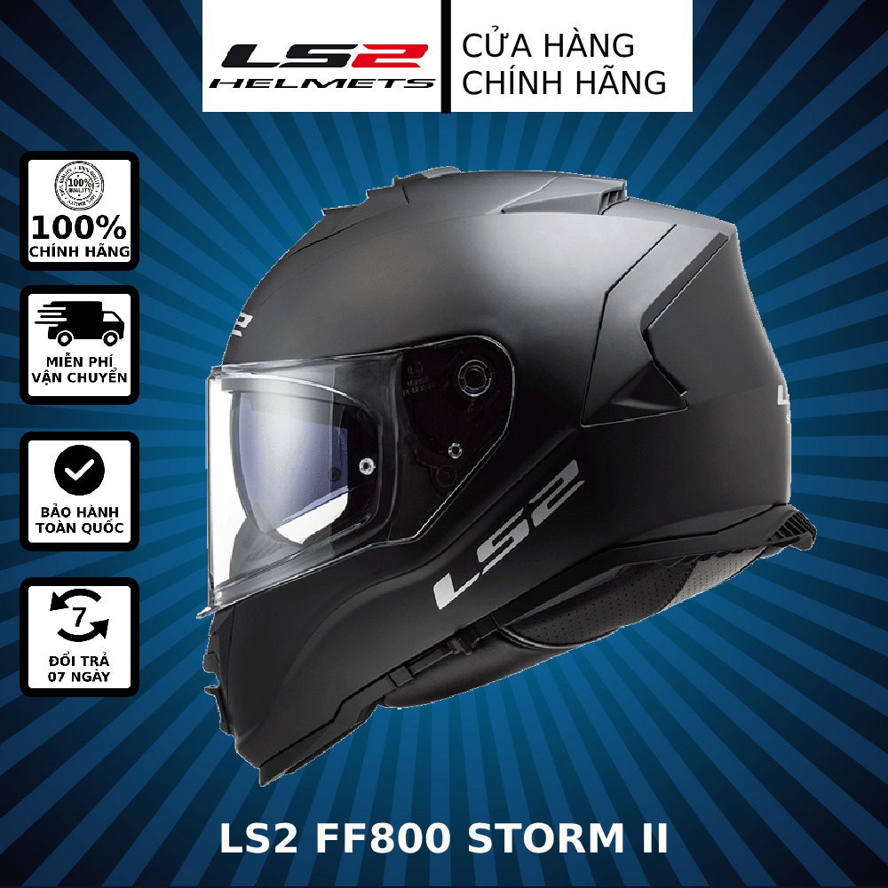 Mũ bảo hiểm ls2 ff800 storm - màu đen mờ