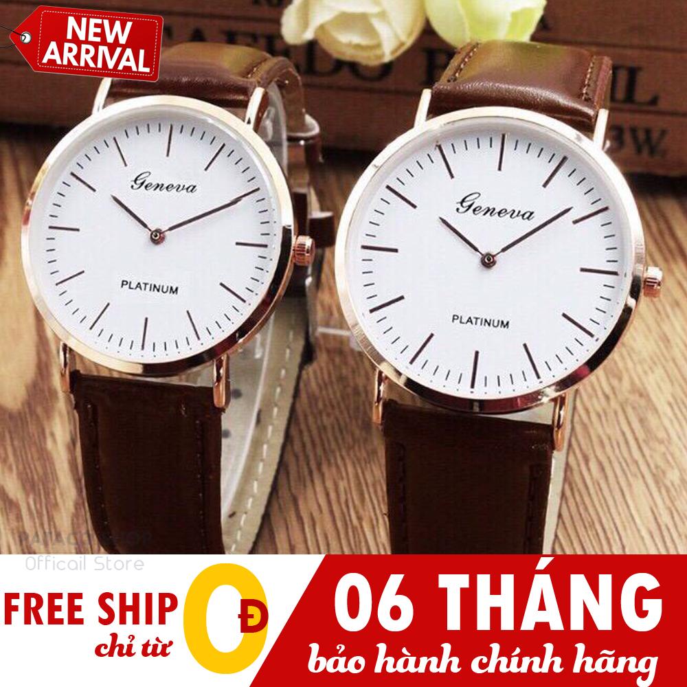 Đồng hồ cặp, Đồng hồ nam, nữ thời trang Geneva G92, Đồng hồ máy pin, Dây da cao cấp,Thiết kế thanh lịch, Lịch lãm