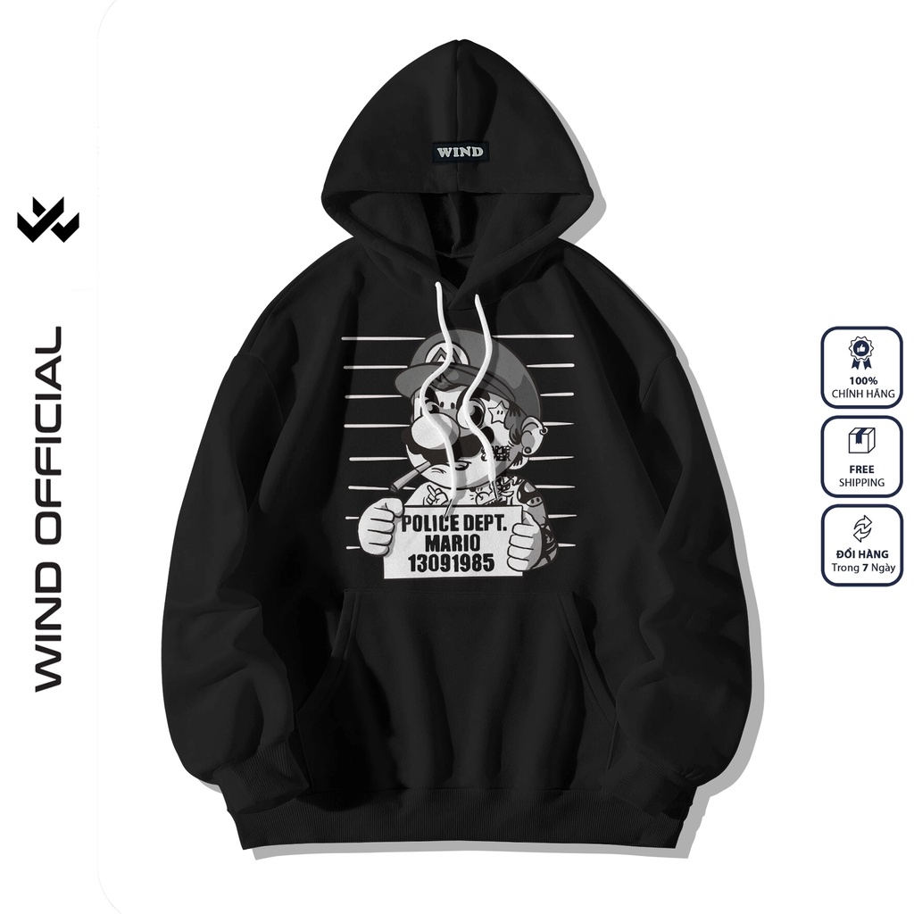 áo khoác nam áo hoodie nam áo khoác hoodie nam Áo hoodie unisex form rộng WIND nỉ bông Mario Tù Tội 