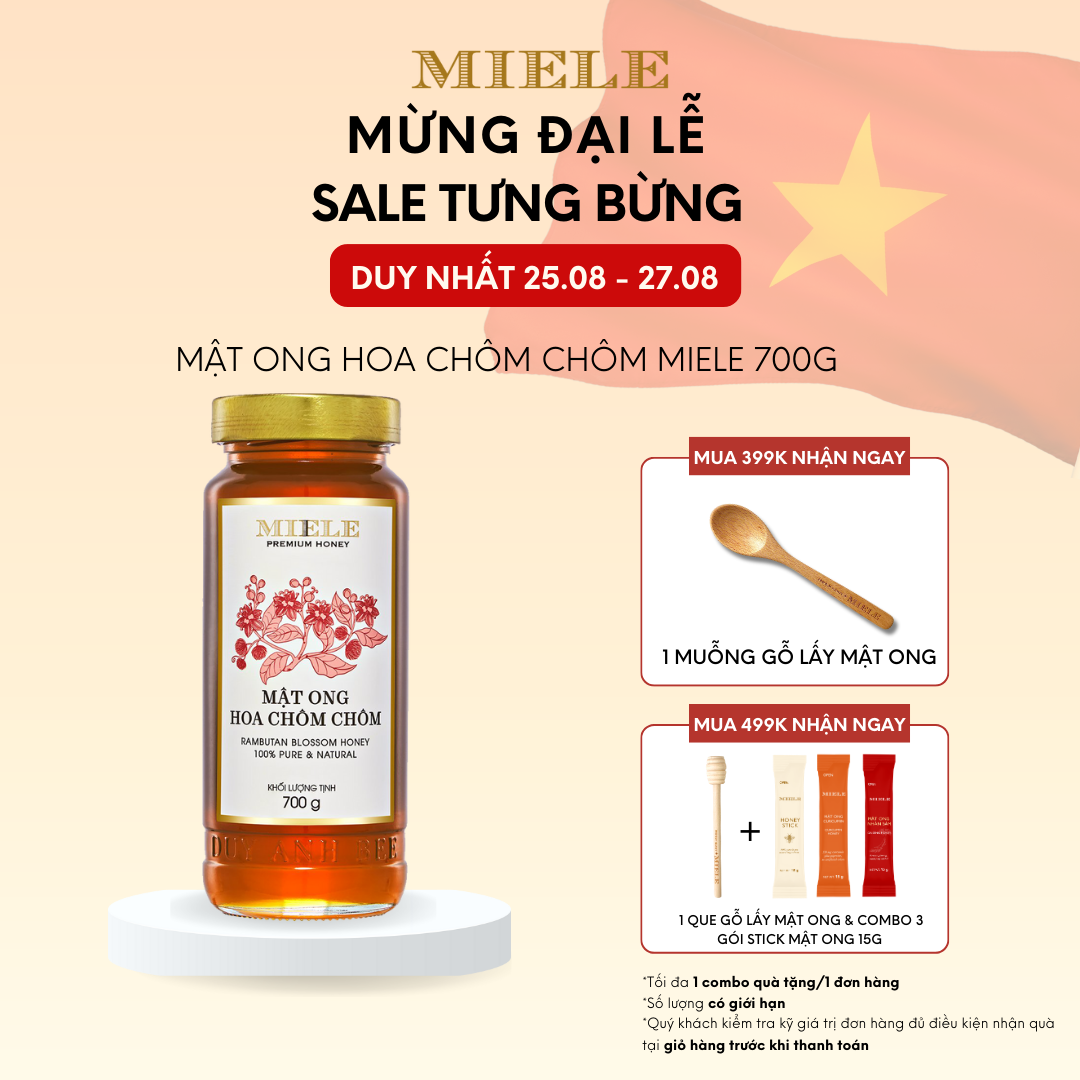 Mật Ong Hoa Chôm Chôm Nguyên Chất Miele 700g