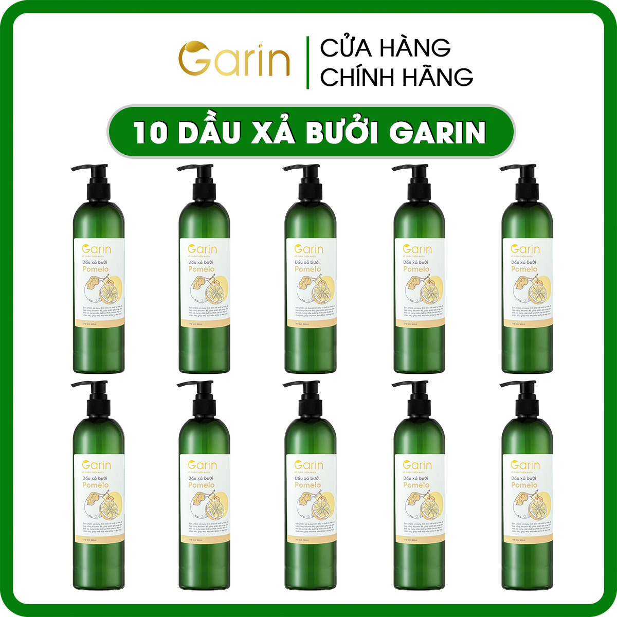 Bộ 10 chai dầu xả bưởi suôn mượt tóc pomelo Garin kích mọc tóc nhanh giảm rụng dưỡng tóc chuyên sâu cho mái tóc chắc khỏe và suôn mượt