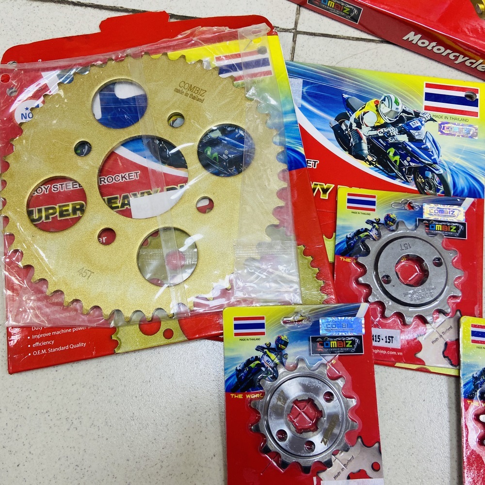 TRỌN BỘ NHÔNG SÊN DĨA COMBIZ THÁI LAN 7 LY VÀNG NHIỀU DÒNG XE MÁY WINNER 150, WINNER X, RAIDER, SATRIA, SONIC, EX 135 5 SỐ, EX 150CC