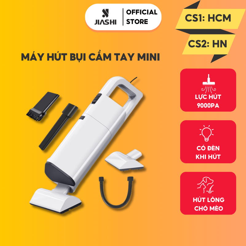 Máy hút bụi cầm tay mini, máy hút bụi giường, ô tô không dây JIASHI dùng cho cá nhân, gia đình lực hút 9000PA- Hàng chính hãng bảo hành 6 tháng MHB02
