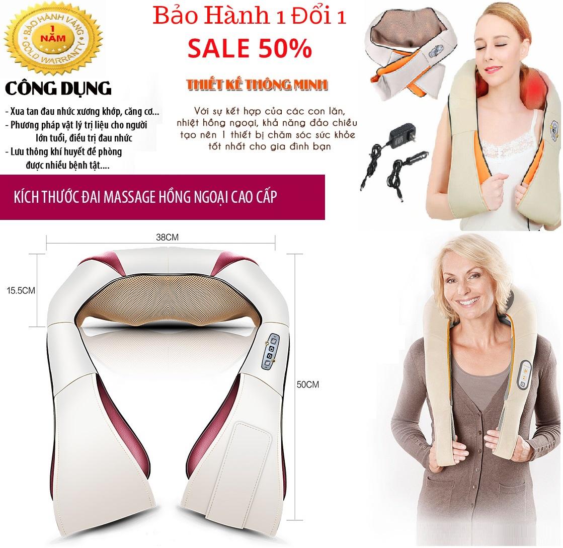 Đai Massage Cổ Gáy Nhật Bản - Máy Mát Xa Cổ Vai Gáy Loại 1 Maxcell Cao Cấp, Quấn Nóng Giảm Mỡ ,Đánh Bay Mọi Cơn Đau Nhức - BH 1 Đổi 1