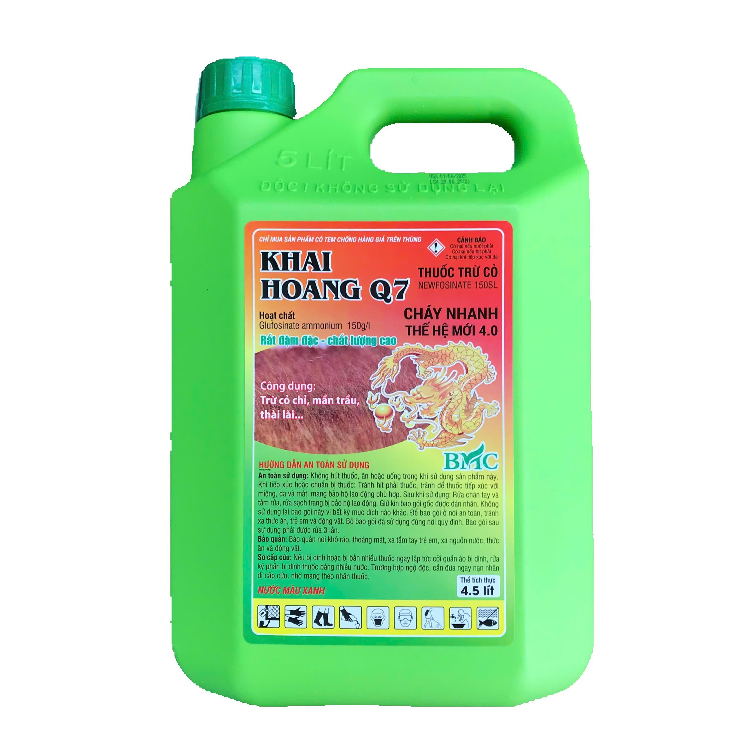CAN 4.5 LIT Phúc Thịnh hoặc BMC- Thuốc trừ cỏ cháy Khai hoang Q7 150SL- (CAN4.5 lit) (Glufosinate 150SL) VTNN Năm Bưu