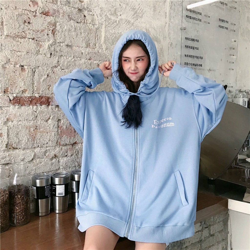 Áo khoác nỉ tay bồng logo ex mũ 2 lớp chất nỉ ngoại