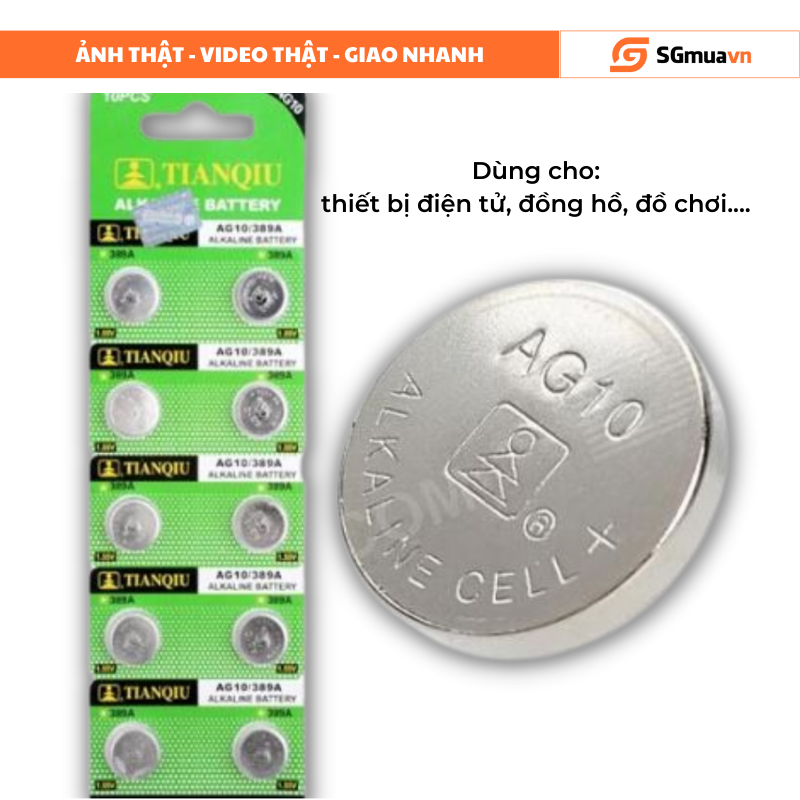 Pin ag10/ lr1130 dùng cho remote, đồ điện tử, đèn nến, đồ chơi