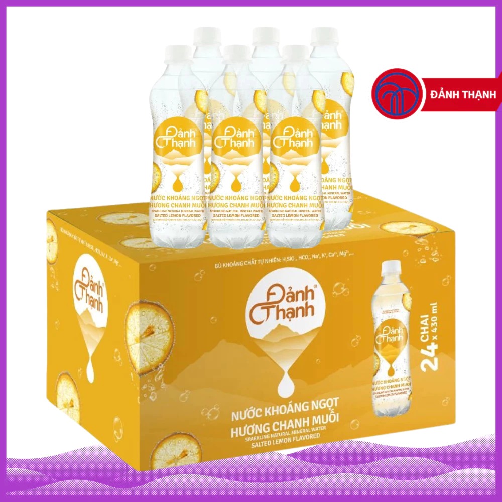 Thùng 24 Chai Nước Khoáng Ngọt Hương Chanh Muối Có Gas Thiên Nhiên 430ml Đảnh Thạnh- Giàu và bổ sung vi khoáng tự nhiên