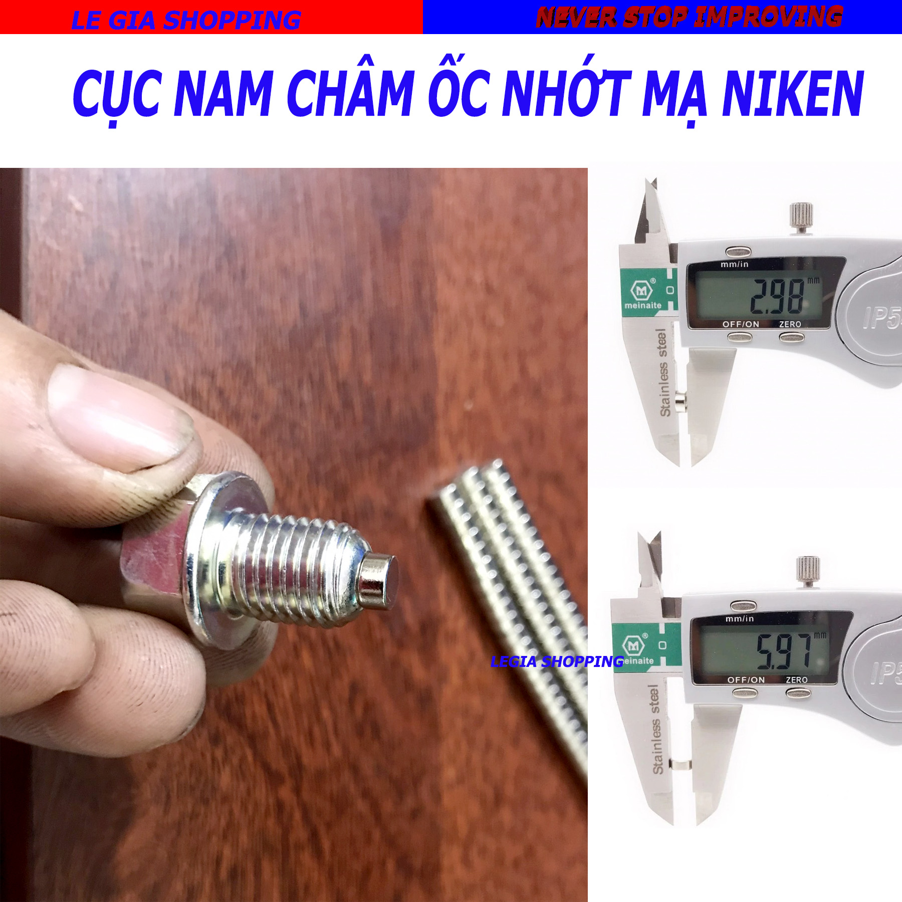 Nam châm gắn ốc xã nhớt xe máy Honda Yamaha Suzuki 6 x 3 mm