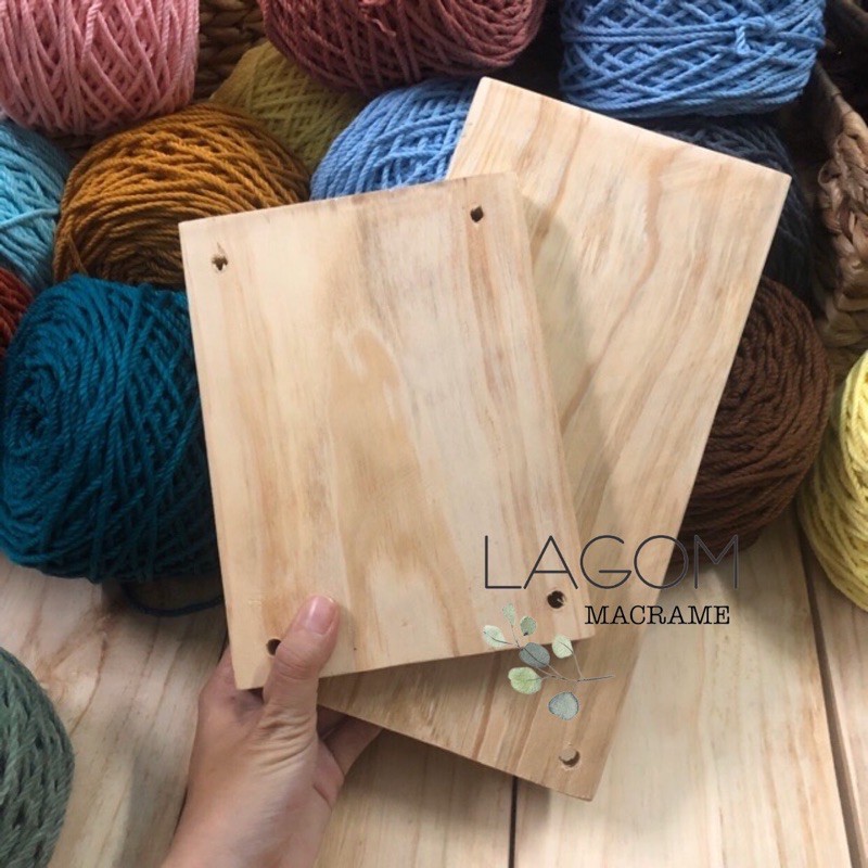 Ván gỗ thông dày 2cm làm kệ handmade, macrame