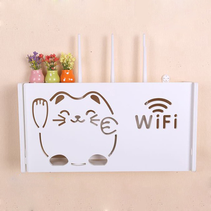 Kệ wifi treo tường gọn gàng, không cần khoan + TẶNG 2 móc đinh treo tường - HOME DECOR