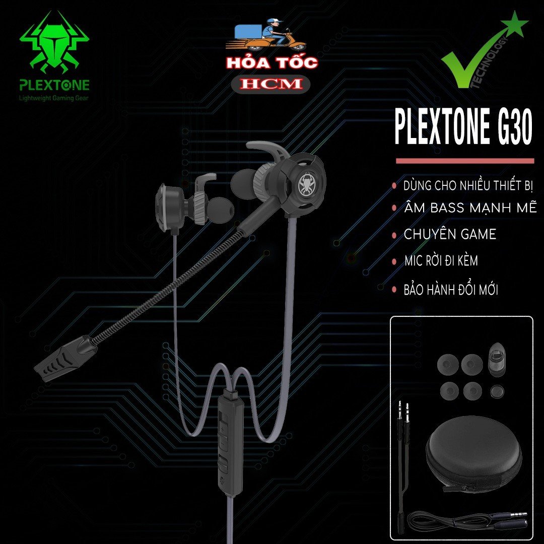 Tai Nghe Gaming Nhét Tai Plextone G30 - Dùng cho điện thoai và máy tính